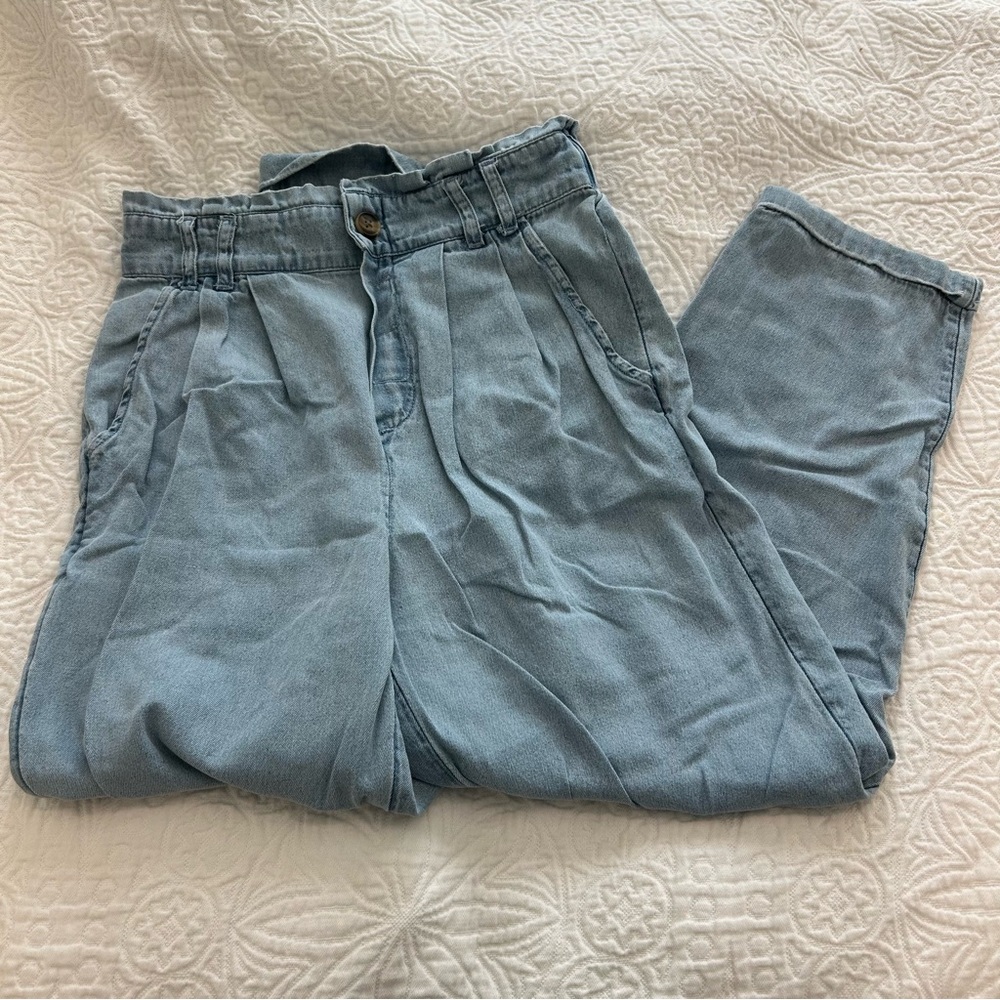 American Eagle Light Blue Pleated Casual Pants High Rise size small EUC
